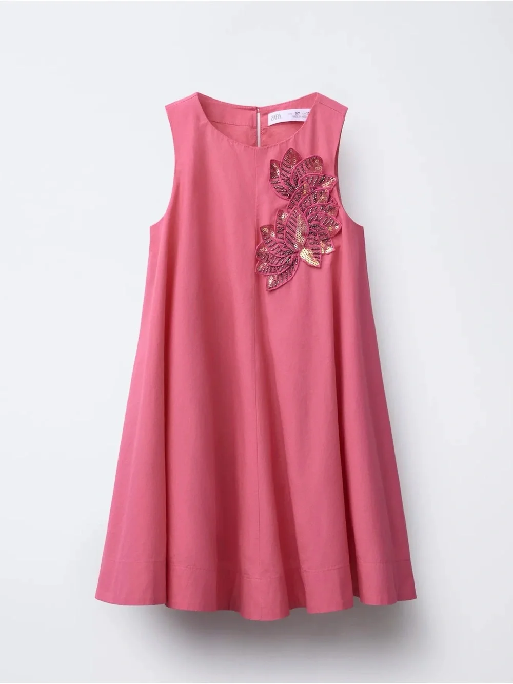 Zara Girls Pink Sleeveless Embellished A-Line Dress